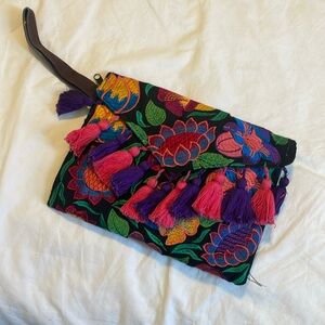 Embroidered clutch
